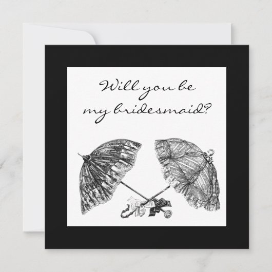 vintage paraplu's uitnodigen kaart (Voorkant)