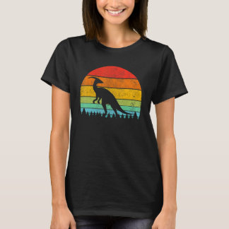 Vintage Parasaurolophus Dinosaurus Zonsondergang R T-shirt
