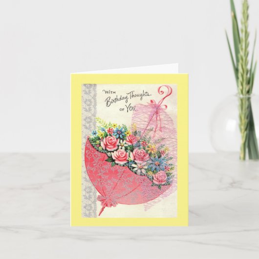 Vintage Parasol Birthday Kaart (Voorkant)