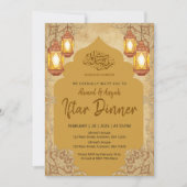 Vintage Parchment Iftar Invitation with Gold Arch Kaart (Voorkant)