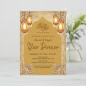 Vintage Parchment Iftar Invitation with Gold Arch Kaart (Staand voorkant)