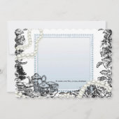 Vintage Parels Blauwe Bruilofts Thee Kaart (Achterkant)