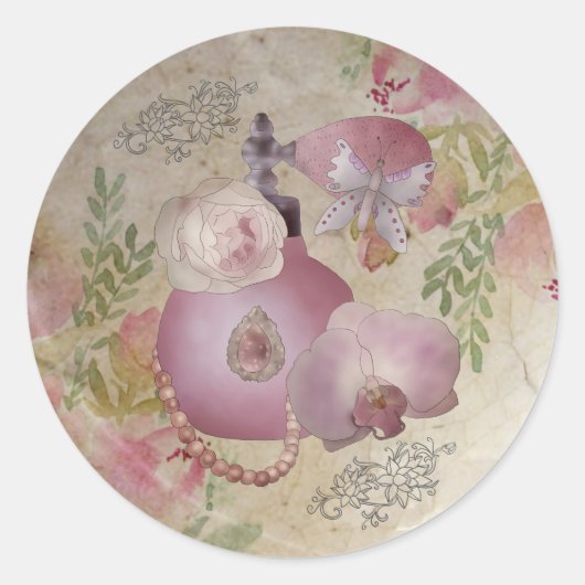 Vintage Parfüm  Ronde Sticker (Voorkant)
