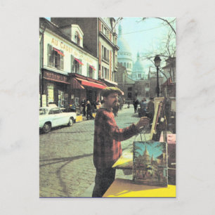 Vintage Parijs, artiest te Parijs, geplaatst in he Briefkaart