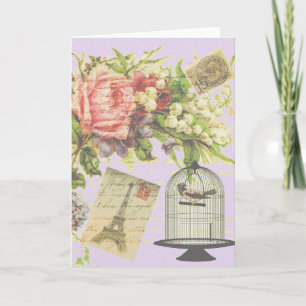 Vintage Parijs Birdcage Kaart
