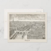Vintage Parijs Eiffel Tower Cityscape Briefkaart (Voorkant / Achterkant)