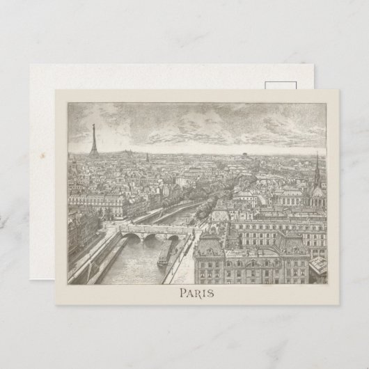 Vintage Parijs Eiffel Tower Cityscape Briefkaart (Voorkant / Achterkant)