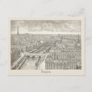 Vintage Parijs Eiffel Tower Cityscape Briefkaart