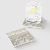 Vintage Parijs Eiffel Tower Cityscape Stenen Onderzetter (Zijkant)