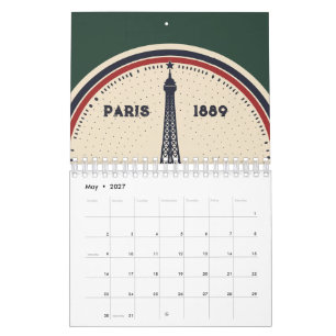 Vintage Parijs Eiffeltoren 1889 Kalender