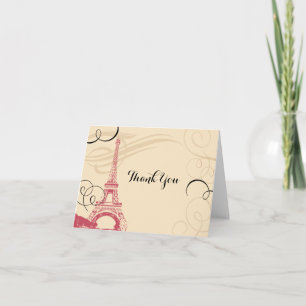 Vintage Parijs Eiffeltoren Bedankkaart