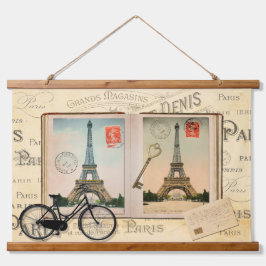 Vintage Parijs Eiffeltoren en fiets Hangend Wandkleed