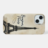 Vintage Parijs Eiffeltoren iPhone 15 Case (Achterkant horizontaal)