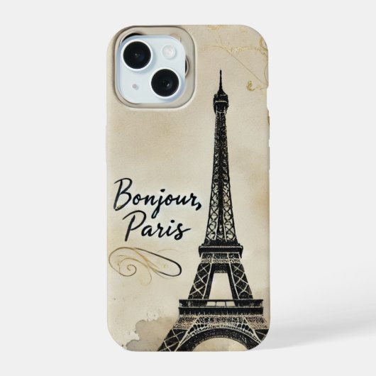 Vintage Parijs Eiffeltoren iPhone 15 Case (Achterkant)