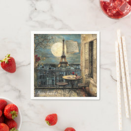 Vintage Parijs Eiffeltoren Romantische Reis Kunst Servet
