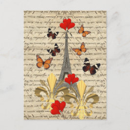 Vintage Parijs en vlinders Briefkaart