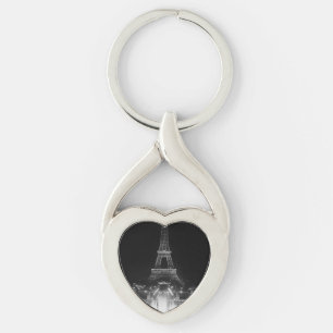 Vintage Parijs Fontainen Eiffeltoren nacht Sleutelhanger