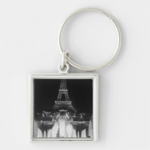Vintage Parijs Fontains Tower Eiffel nacht Sleutelhanger