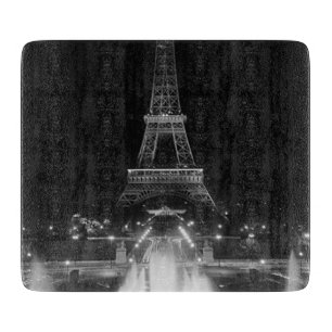 Vintage Parijs Fontains Tower Eiffel nacht Snijplank