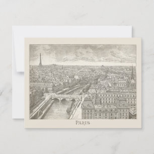 Vintage Parijs Frankrijk Eiffeltoren AFDRUKBAAR Feestdagenkaart
