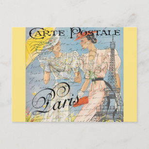 Vintage Parijs Frankrijk Franse Vrouwen Eiffeltore Briefkaart