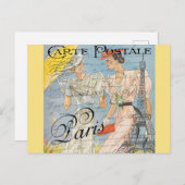 Vintage Parijs Frankrijk Franse Vrouwen Eiffeltore Briefkaart (Voorkant / Achterkant)
