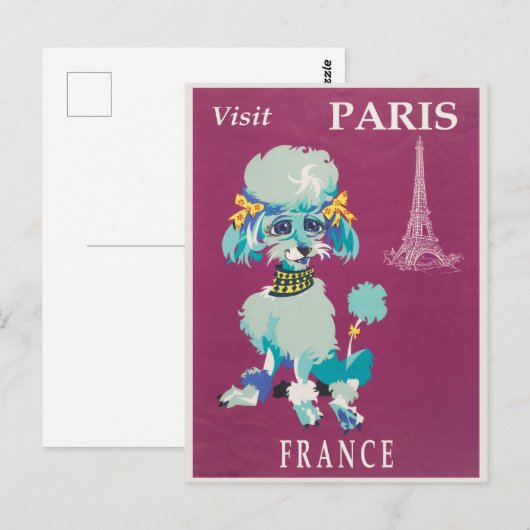 Vintage Parijs Franse Poodle Briefkaart (Voorkant / Achterkant)