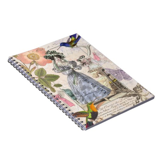 Vintage Parijs Mode Elegant Collage Notitieboek (Rechterzijde)