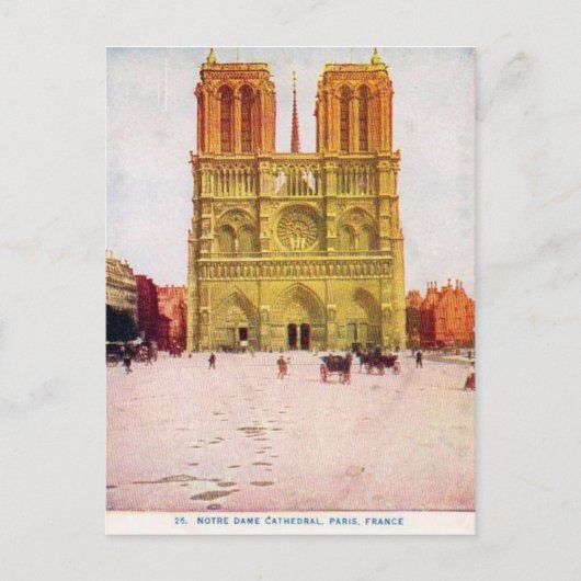 Vintage Parijs, Notre Dame de Paris Briefkaart (Voorkant)