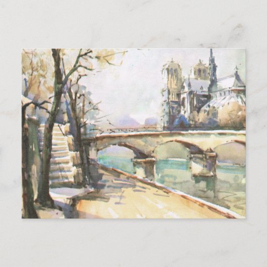 Vintage Parijs, Notre Dame, La Seine Briefkaart (Voorkant)
