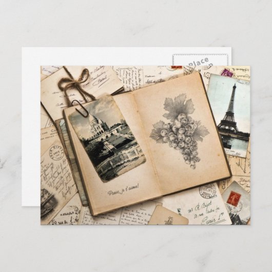 Vintage Parijs Reisherinneringen Frankrijk Briefkaart (Voorkant / Achterkant)