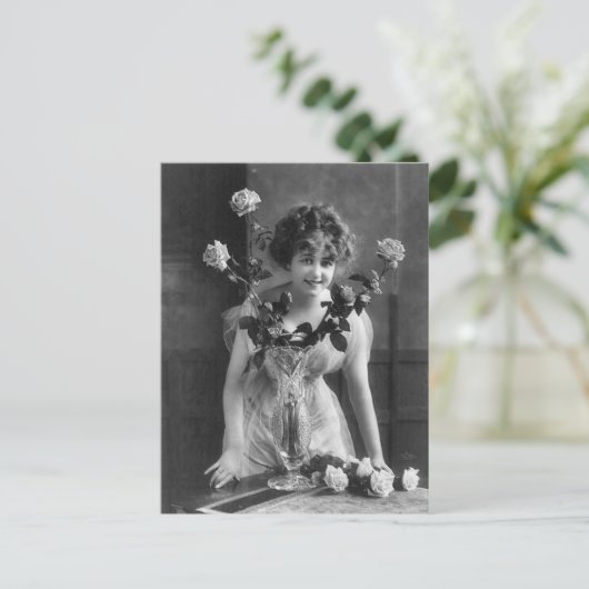 Vintage Parijs Rozen Portret Briefkaart (Staand voorkant)