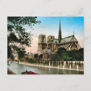 Vintage Parijs, Seine en Ile de Notre Dame Briefkaart