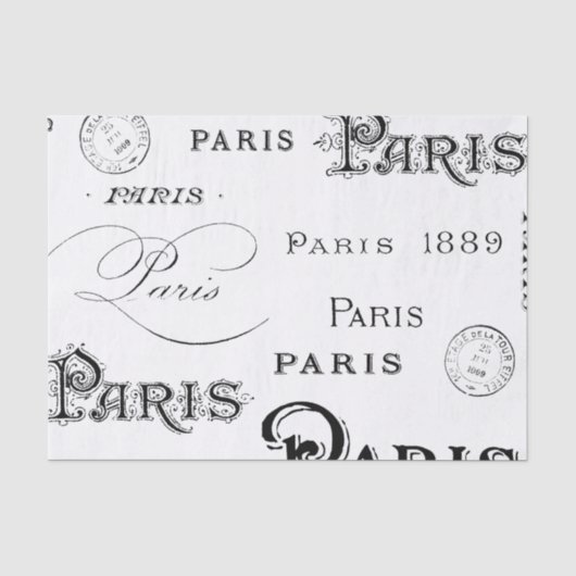Vintage Parijs typografie Tissuepapier (Voorkant)