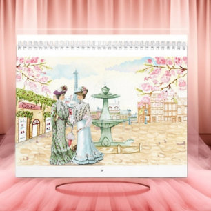Vintage Parijs Victoriaanse Mode Retro Parijzenaar Kalender