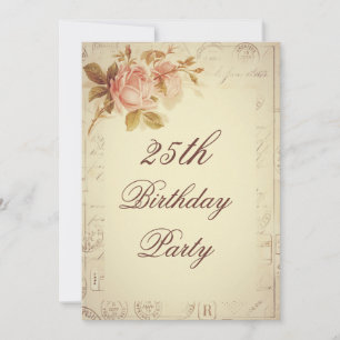 Vintage Parijse poststempels Chic Rozen 25e verjaa Kaart