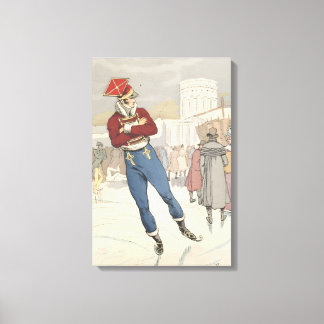 Vintage Parijse schaatstmode 1898 Canvas Afdruk