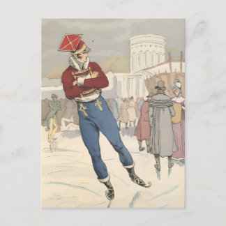 Vintage Parijse schaatstmode 1898 Feestdagenkaart