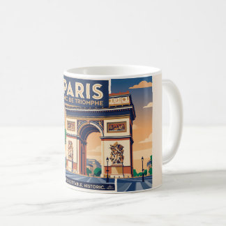 Vintage Paris Arc de Triomphe Reisposter Koffiemok