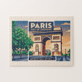 Vintage Paris Arc de Triomphe Reisposter Legpuzzel