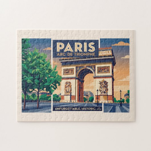 Vintage Paris Arc de Triomphe Reisposter Legpuzzel (Horizontaal)
