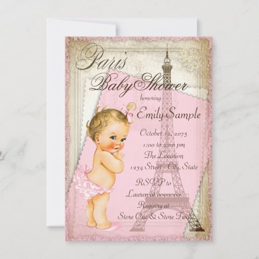 Vintage Paris Baby Borrel Kaart (Voorkant)