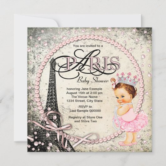 Vintage Paris Baby Borrel Kaart (Voorkant)