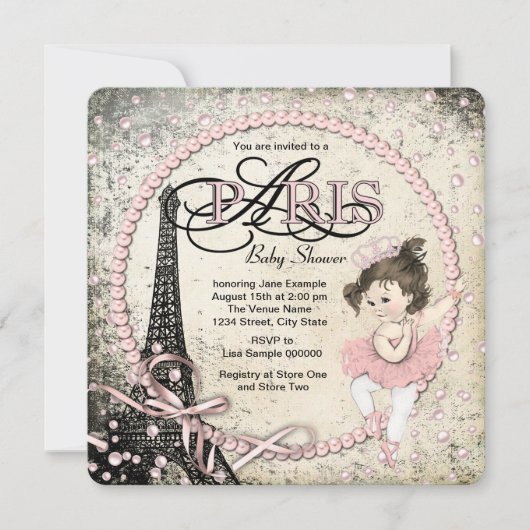 Vintage Paris Baby Borrel Kaart (Voorkant)