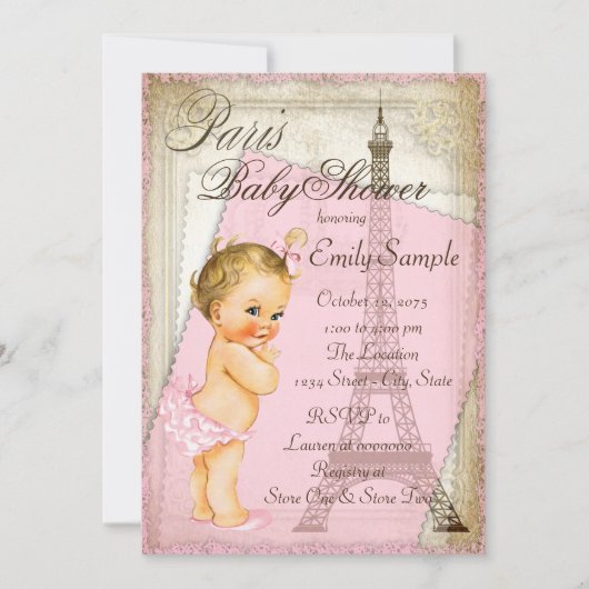 Vintage Paris Baby Borrel Kaart (Voorkant)