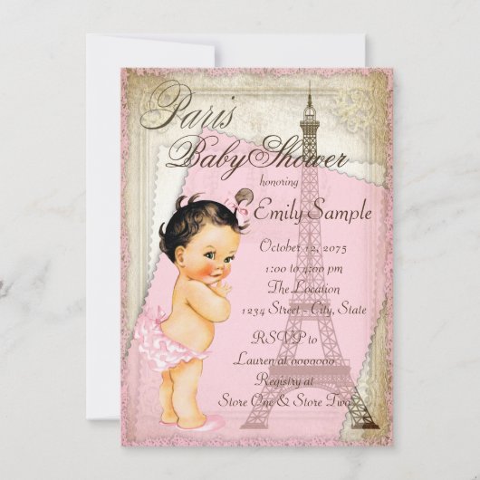 Vintage Paris Baby Borrel Kaart (Voorkant)