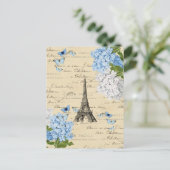 Vintage Paris Blue Flower Briefkaart (Staand voorkant)