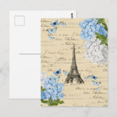 Vintage Paris Blue Flower Briefkaart (Voorkant / Achterkant)