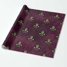 Vintage Paris Burgundy en Gold Fleur de Lis