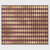 Vintage Paris Burgundy Red en Gold Diamond Cadeaupapier (Vlak)